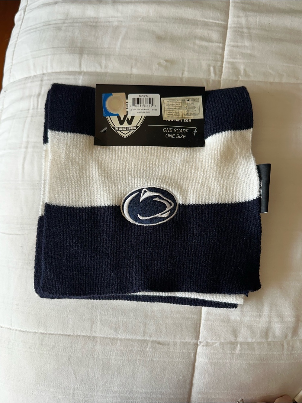 Penn State Striped Knit Scarf - Navy & White